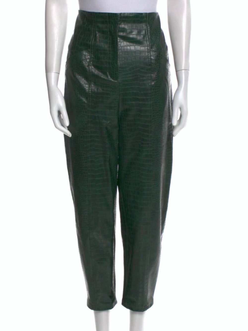 Veronica Beard "Kita" Croc Embossed Faux Leather Pants | Green | Sz 2 | Vegan